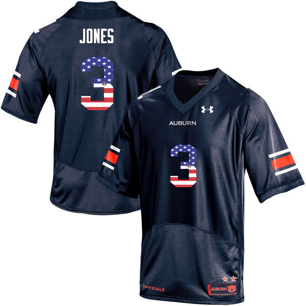 Men #3 Jonathan Jones Auburn Tigers USA Flag Fashion College Football Jerseys-Navy